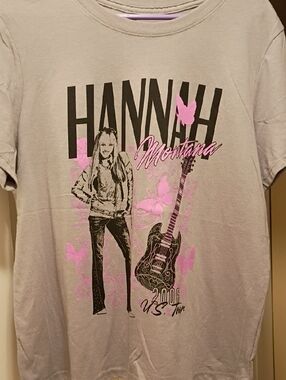 Hannah Montana Pink  & Gray Graphic Tee 2 Sided On Disney Tag
